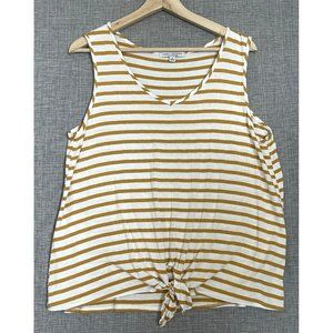 Green Envelope Tank Top Women's Large Striped Front Knot Tie
